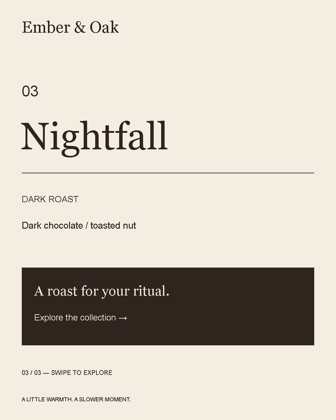 Nightfall / carousel 3 — Ember and Oak social graphic