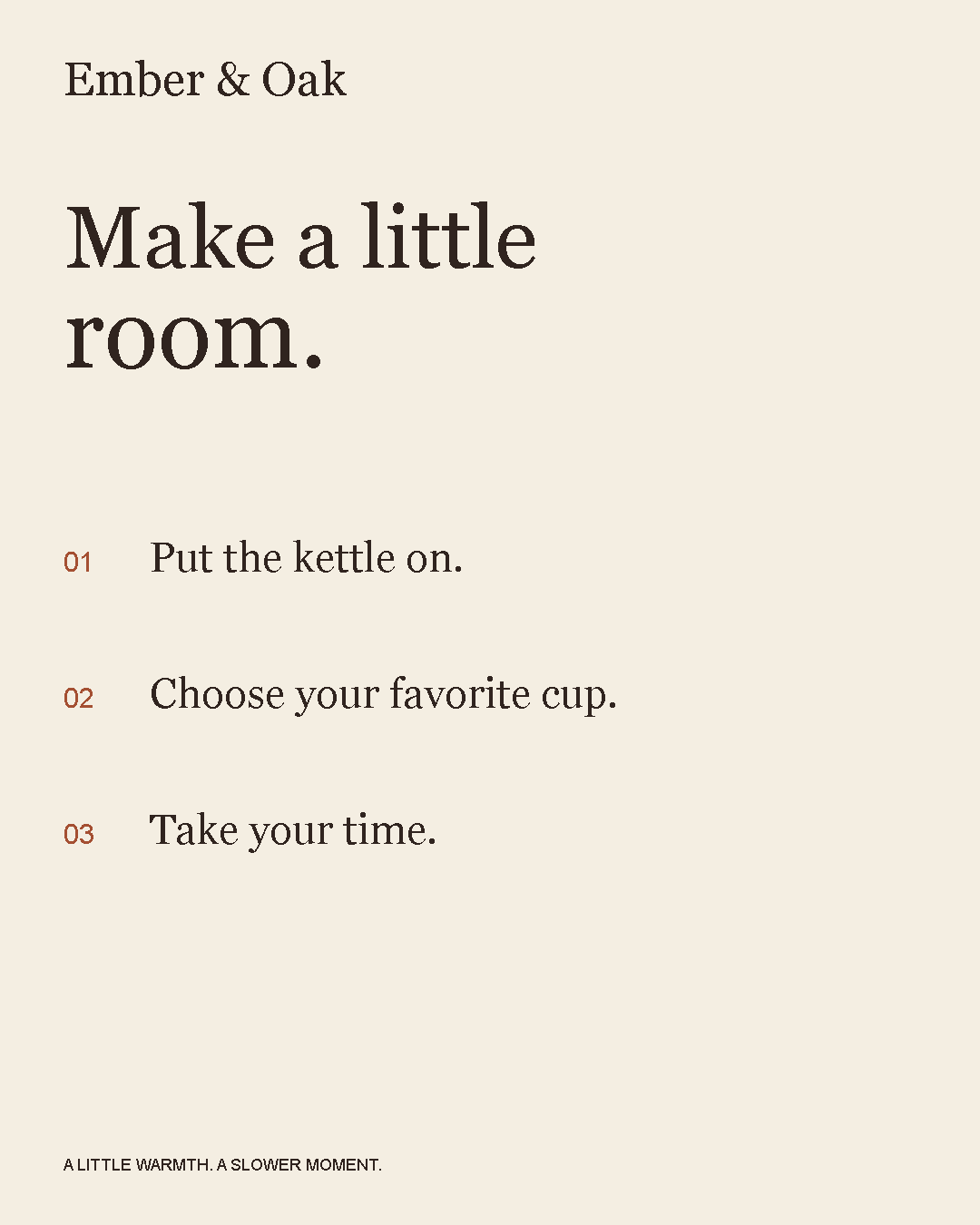 Build the daily ritual — Ember and Oak social graphic