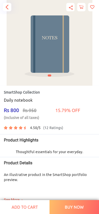 SmartShop product details with illustrative demo records
