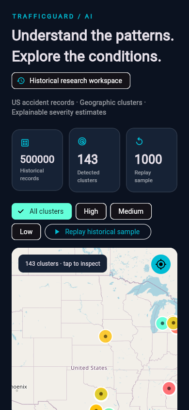 TrafficGuard responsive Flutter interface on a narrow screen
